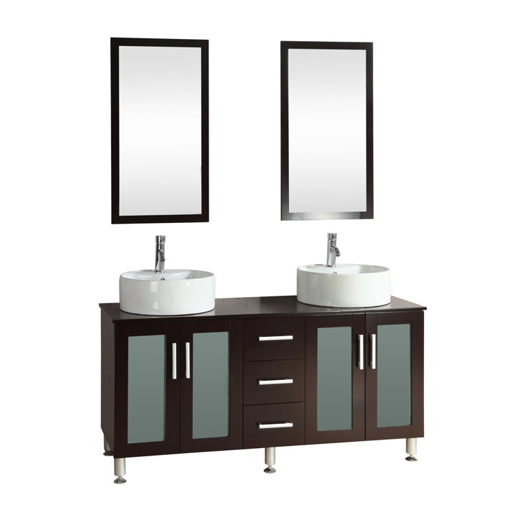 Kokols 60" Double Bathroom Vanity Set with Mirror Wayfair